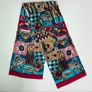 Vintage Scarf Sunflowers Colorful Food Theme